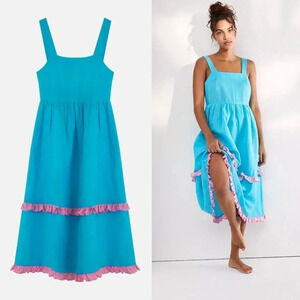 Free People Dora Larsen Sienna Nightdress Size 6 Bright Blue NWT $280